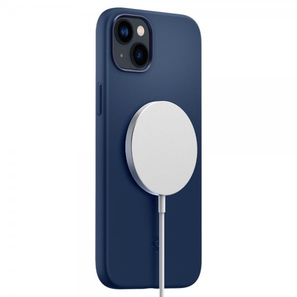 Spigen iPhone 14 Skal Silicone Fit MagFit Navy Blue