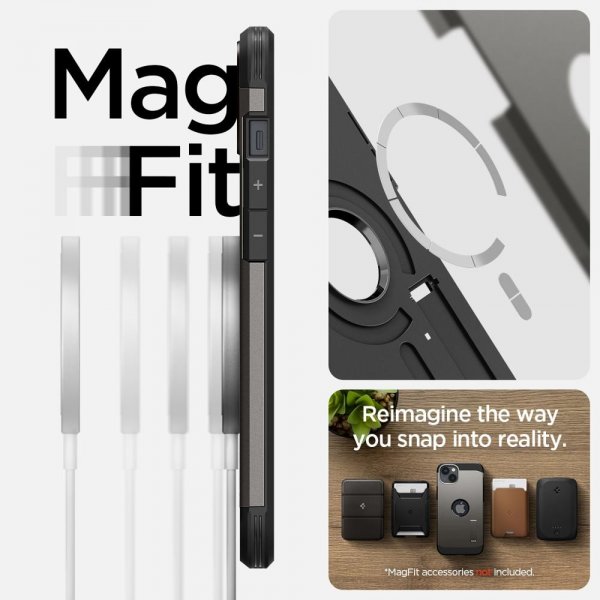Spigen iPhone 14 Skal Tough Armor MagFit Gunmetal