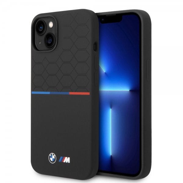 BMW iPhone 14 Skal Tricolor Line & Logo Svart