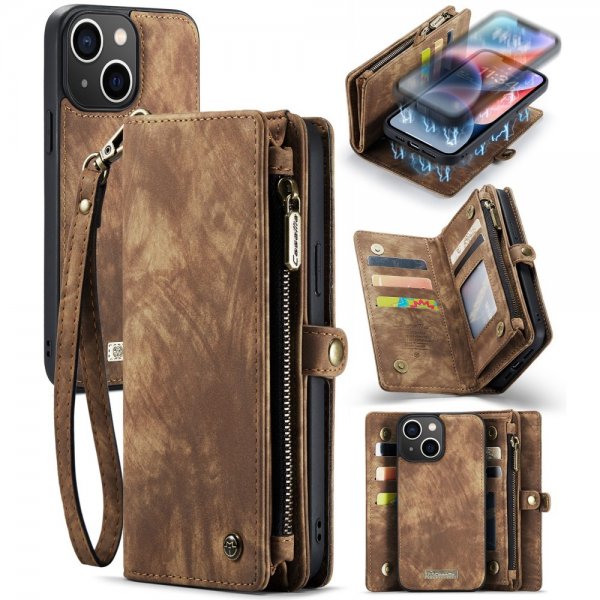 CaseMe iPhone 15 Fodral 008 Series Löstagbart Skal Brun