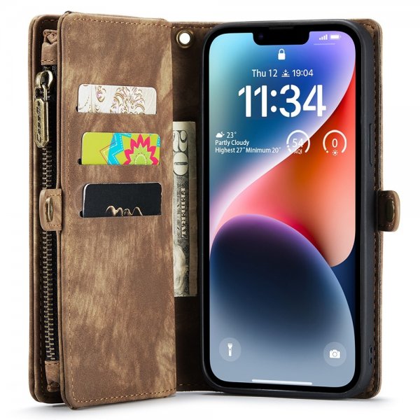CaseMe iPhone 15 Fodral 008 Series Löstagbart Skal Brun