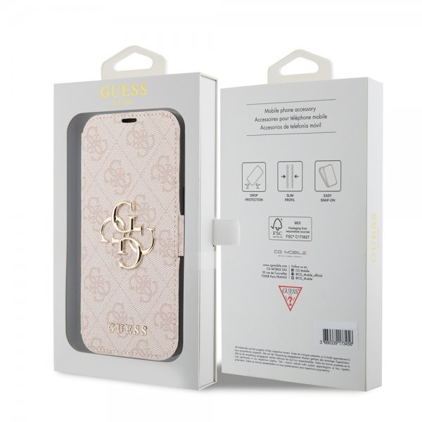 Guess iPhone 15 Fodral 4G Logo Rosa