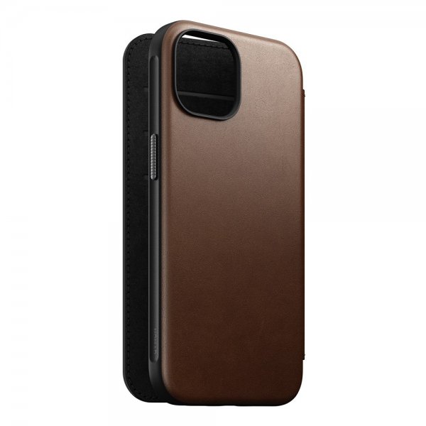 Nomad iPhone 15 Fodral Modern Leather Folio Brun
