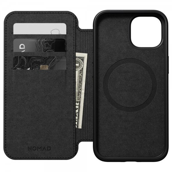 Nomad iPhone 15 Fodral Modern Leather Folio Svart