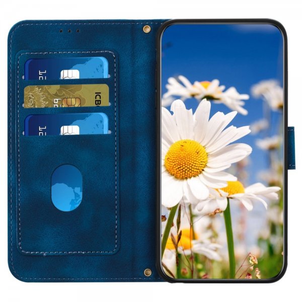 iPhone 15 Plus Fodral Blommönster Mörkblå