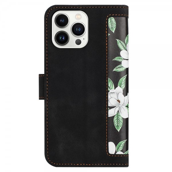 iPhone 15 Plus Fodral Blommönster Svart