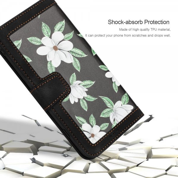 iPhone 15 Plus Fodral Blommönster Svart