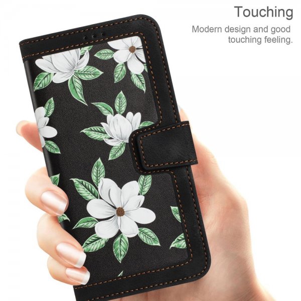 iPhone 15 Plus Fodral Blommönster Svart