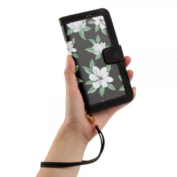 iPhone 15 Plus Fodral Blommönster Svart