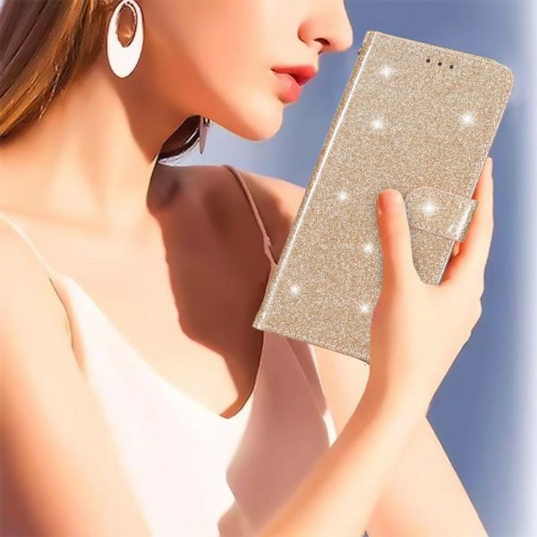 iPhone 15 Plus Fodral Glitter Guld