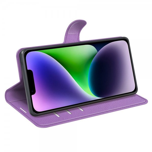 iPhone 15 Plus Fodral Litchi Lila