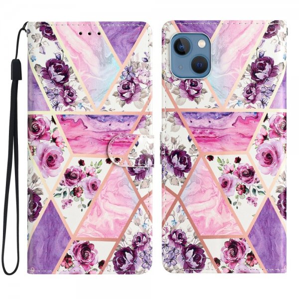 iPhone 15 Plus Fodral Motiv Lila Blommor