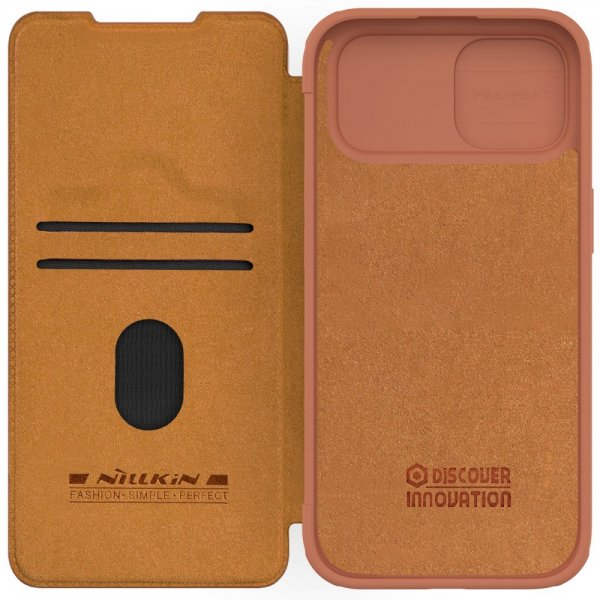 Nillkin iPhone 15 Plus Fodral Qin Pro Series Brun