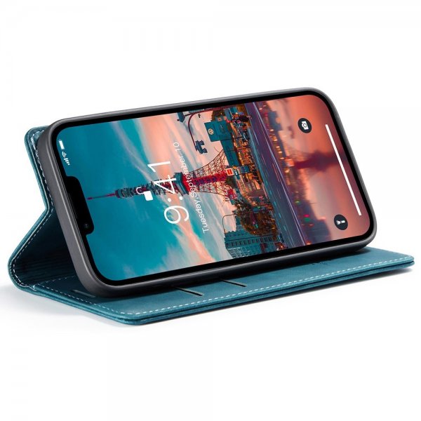 CaseMe iPhone 15 Plus Fodral Retro Flip Petrol