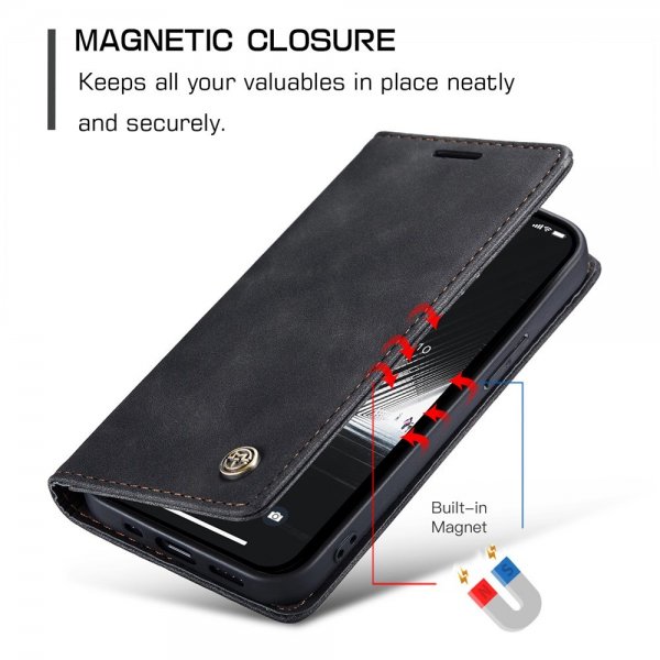 CaseMe iPhone 15 Plus Fodral Retro Flip Svart