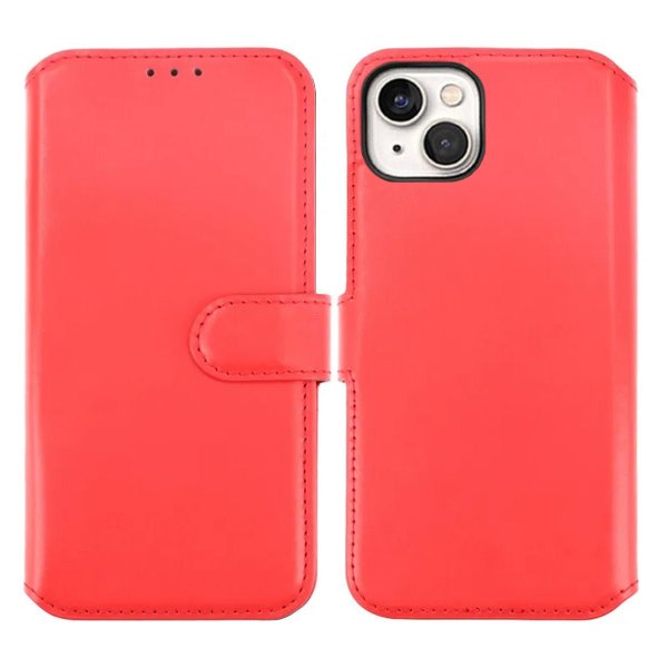Rvelon iPhone 15 Plus Fodral Äkta Läder Röd