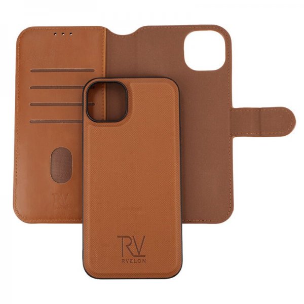 Rvelon iPhone 15 Plus Fodral Magnetiskt Avtagbart Skal Brun
