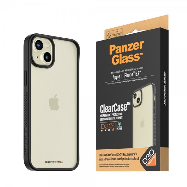 PanzerGlass iPhone 15 Plus Skal ClearCase D3O Svart