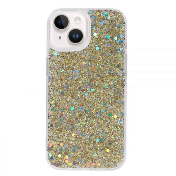 iPhone 15 Plus Skal Glitterpaljetter Guld