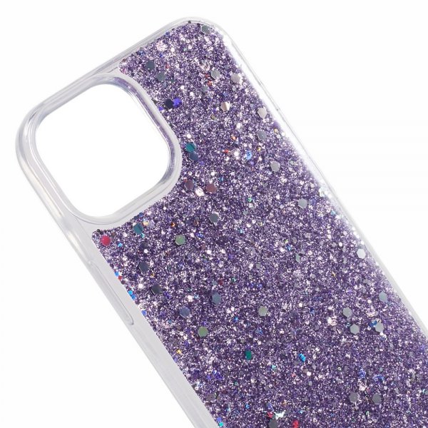 iPhone 15 Plus Skal Glitterpaljetter Lila