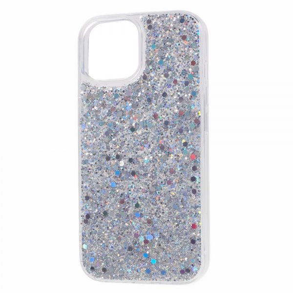 iPhone 15 Plus Skal Glitterpaljetter Silver