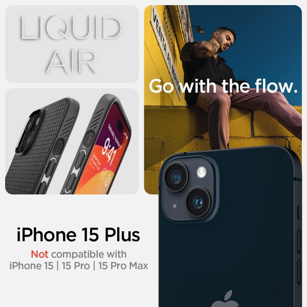 Spigen iPhone 15 Plus Skal Liquid Air Matte Black