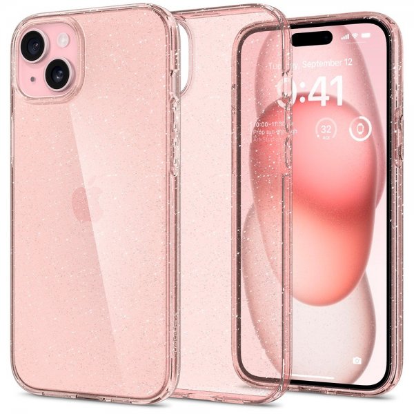 Spigen iPhone 15 Plus Skal Liquid Crystal Glitter Rose Quartz