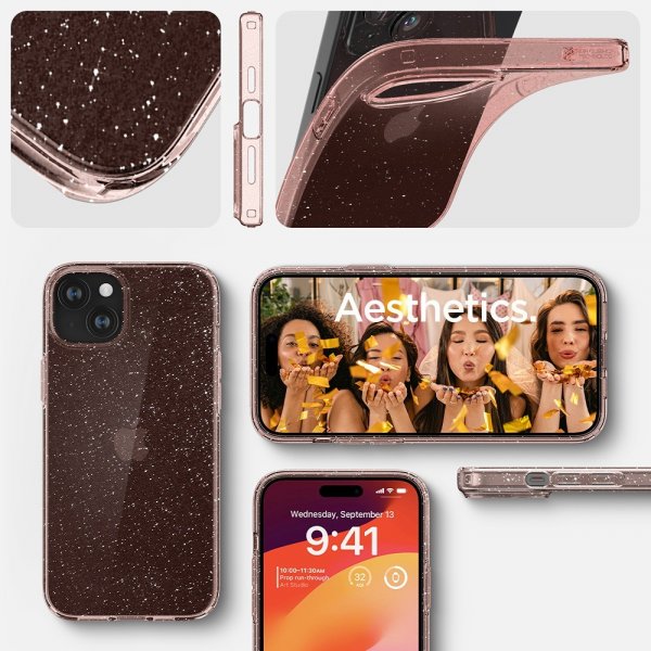 Spigen iPhone 15 Plus Skal Liquid Crystal Glitter Rose Quartz