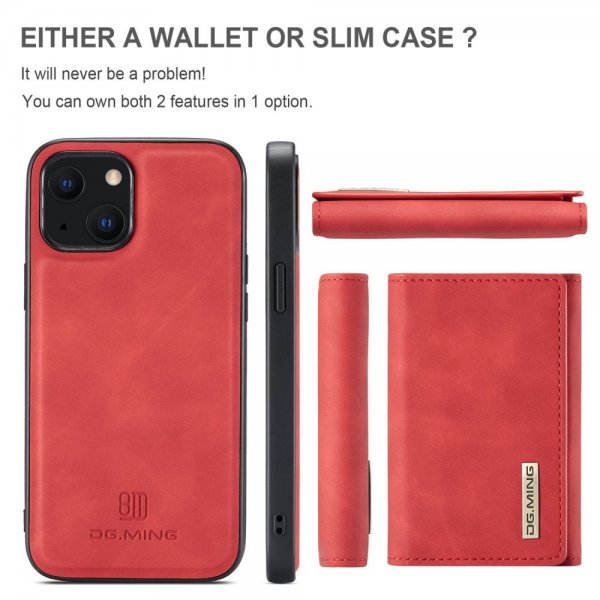 Dg.Ming iPhone 15 Plus Skal M1 Series Löstagbar Korthållare Röd