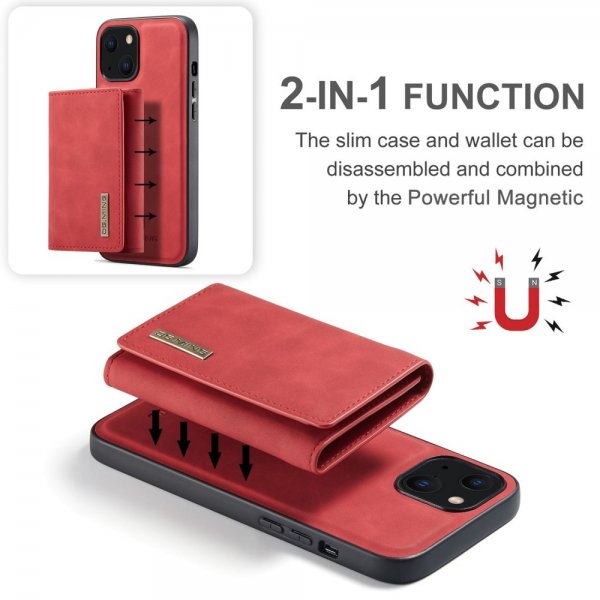 Dg.Ming iPhone 15 Plus Skal M1 Series Löstagbar Korthållare Röd