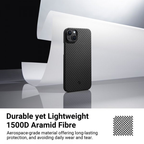 Pitaka iPhone 15 Plus Skal MagEZ Case 4 Black/Grey Twill