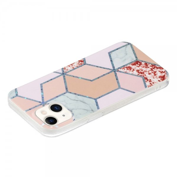 iPhone 15 Plus Skal Marmormönster Röd Rosa