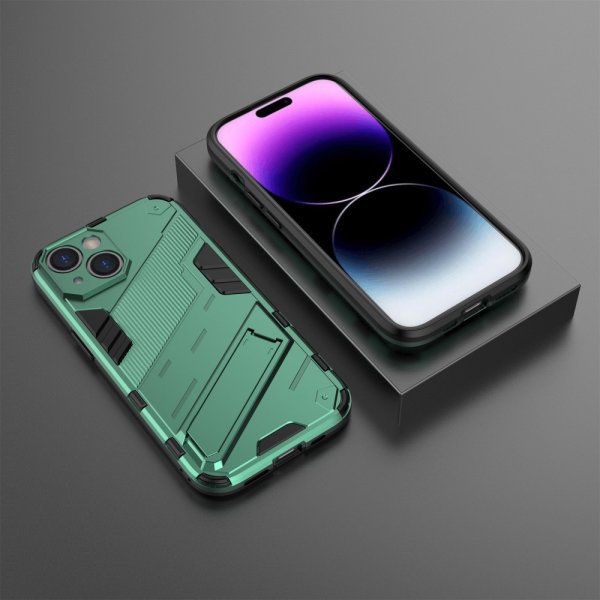 iPhone 15 Plus Skal med Stativ Grön