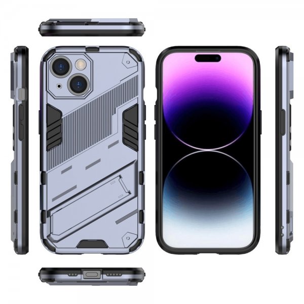 iPhone 15 Plus Skal med Stativ Mörkblå