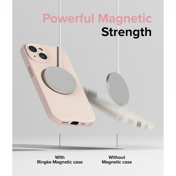 Ringke iPhone 15 Plus Skal Silicone Magnetic Pink Sand