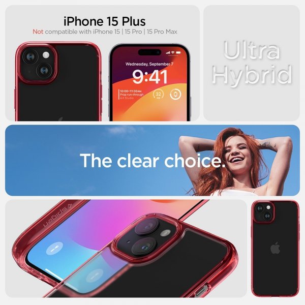 Spigen iPhone 15 Plus Skal Ultra Hybrid Red Crystal