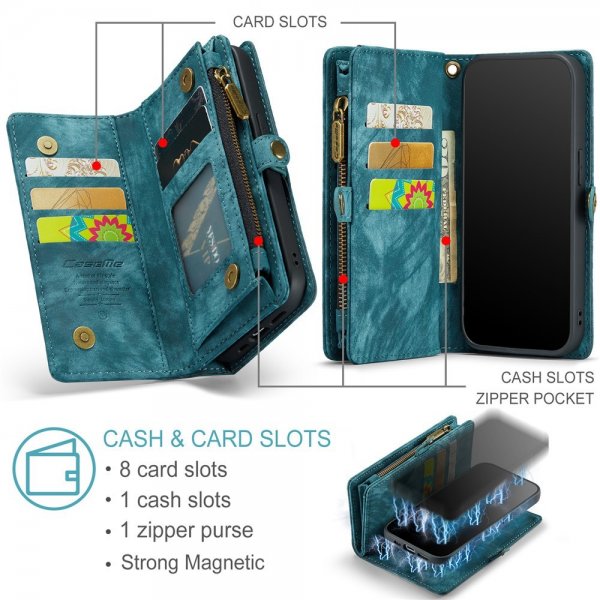 CaseMe iPhone 15 Pro Fodral 008 Series Löstagbart Skal Petrol