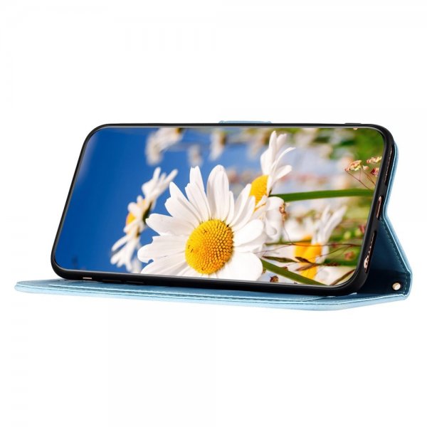 iPhone 15 Pro Fodral Blommönster Ljusblå