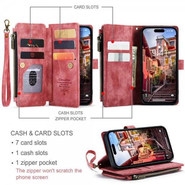 CaseMe iPhone 15 Pro Fodral C30 Series Röd
