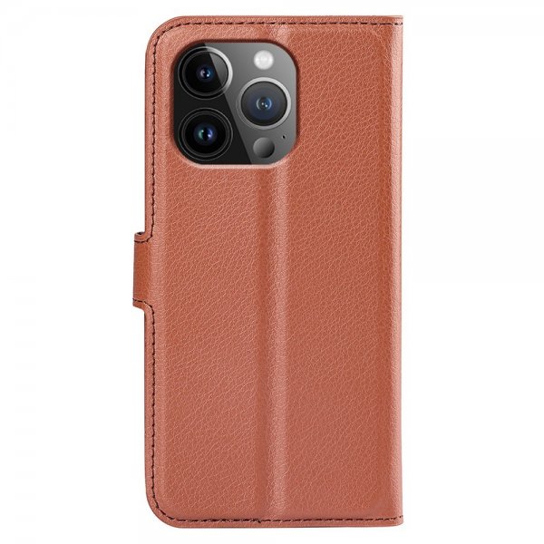 iPhone 15 Pro Fodral Litchi Brun