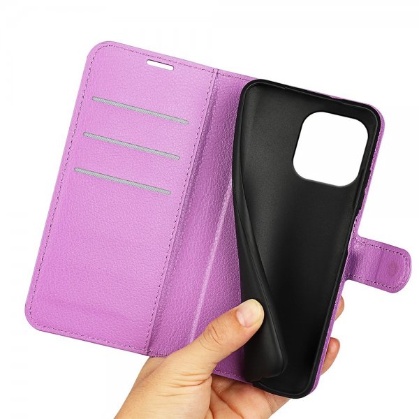 iPhone 15 Pro Fodral Litchi Lila