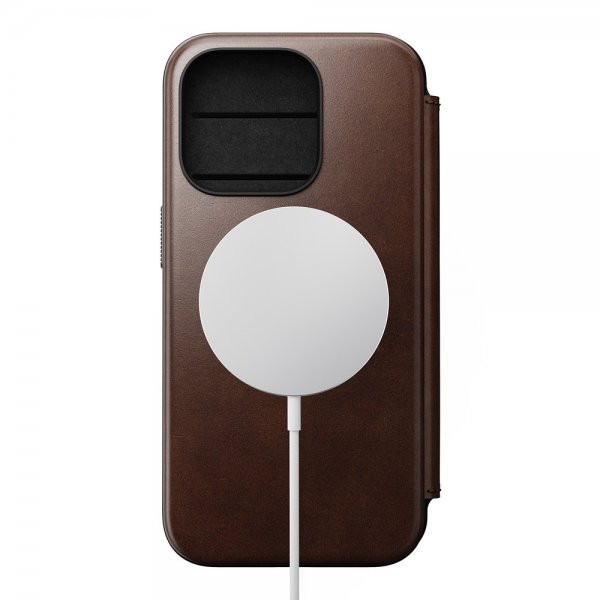 Nomad iPhone 15 Pro Fodral Modern Leather Folio Horween Rustic Brown