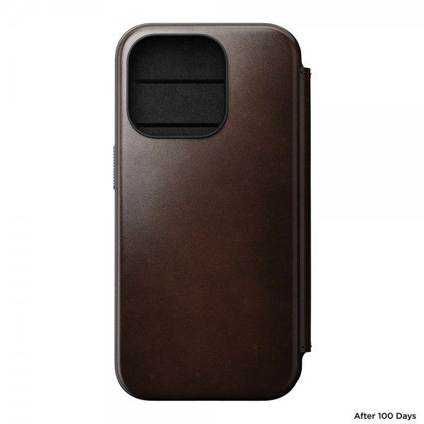 Nomad iPhone 15 Pro Fodral Modern Leather Folio Horween Rustic Brown