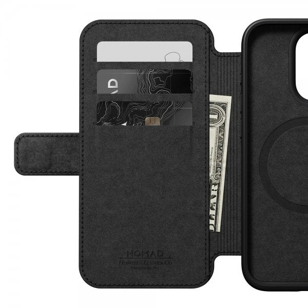 Nomad iPhone 15 Pro Fodral Modern Leather Folio Horween Svart