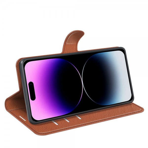 iPhone 15 Pro Max Fodral Litchi Brun