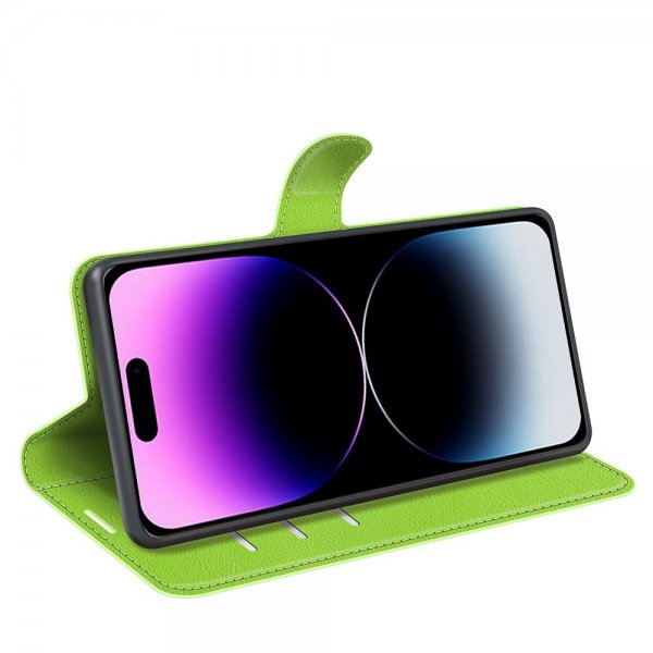 iPhone 15 Pro Max Fodral Litchi Grön