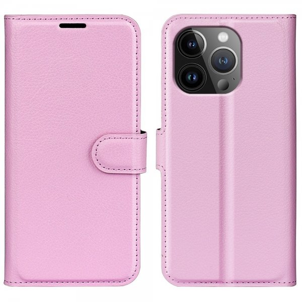 iPhone 15 Pro Max Fodral Litchi Rosa