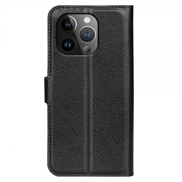 iPhone 15 Pro Max Fodral Litchi Svart