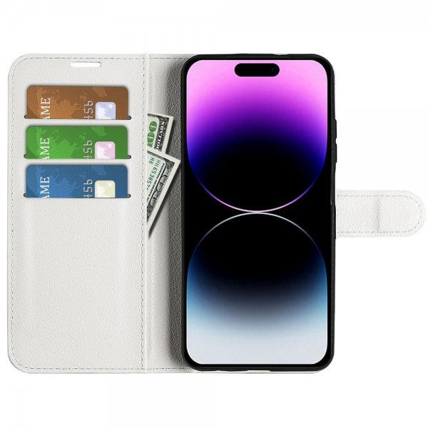 iPhone 15 Pro Max Fodral Litchi Vit