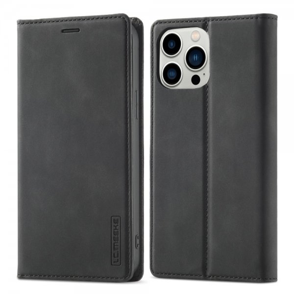 Lc.Imeeke iPhone 15 Pro Max Fodral med Kortfack Flip Svart